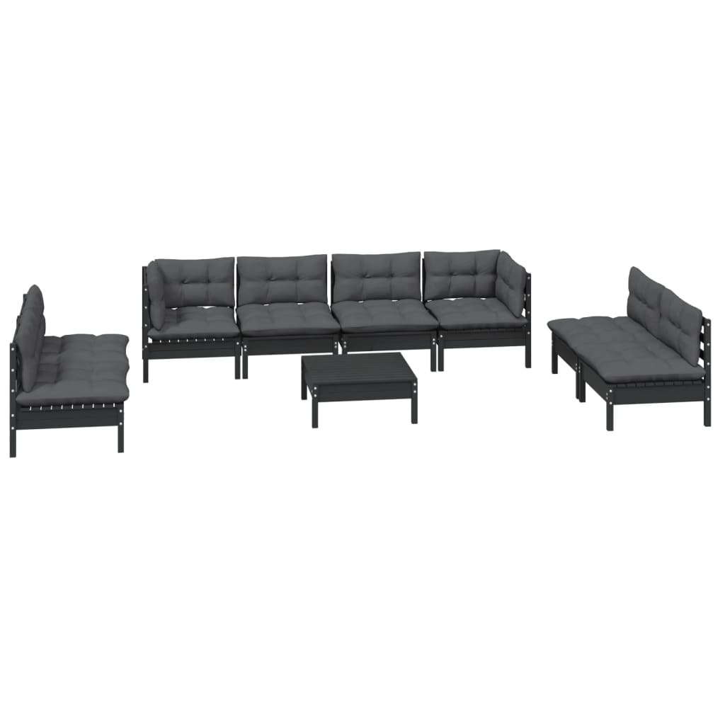 vidaXL 9-delige Loungeset met kussens massief grenenhout afbeelding