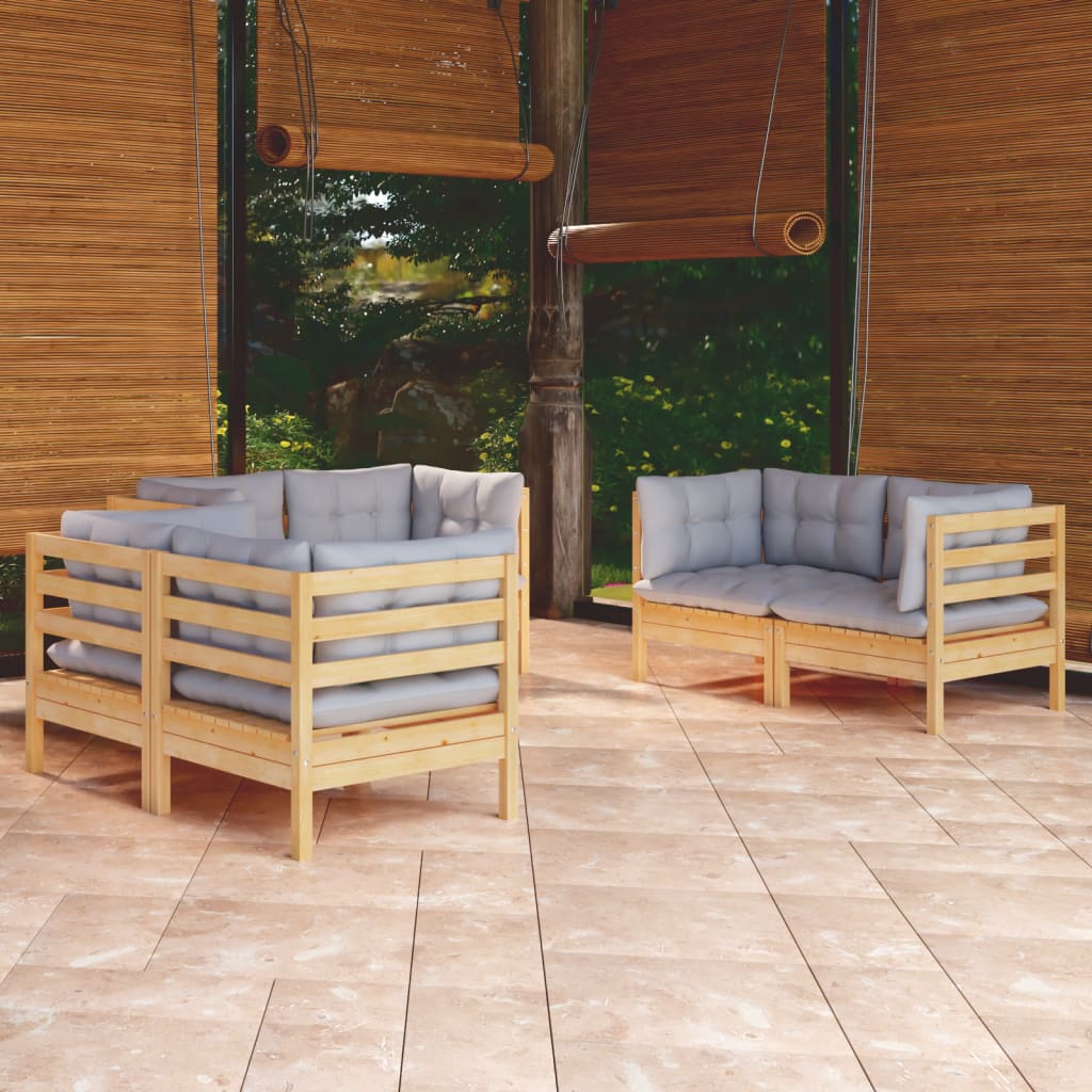 vidaXL Set mobilier grădină cu perne gri, 6 piese, lemn de pin Gradina imagine noua