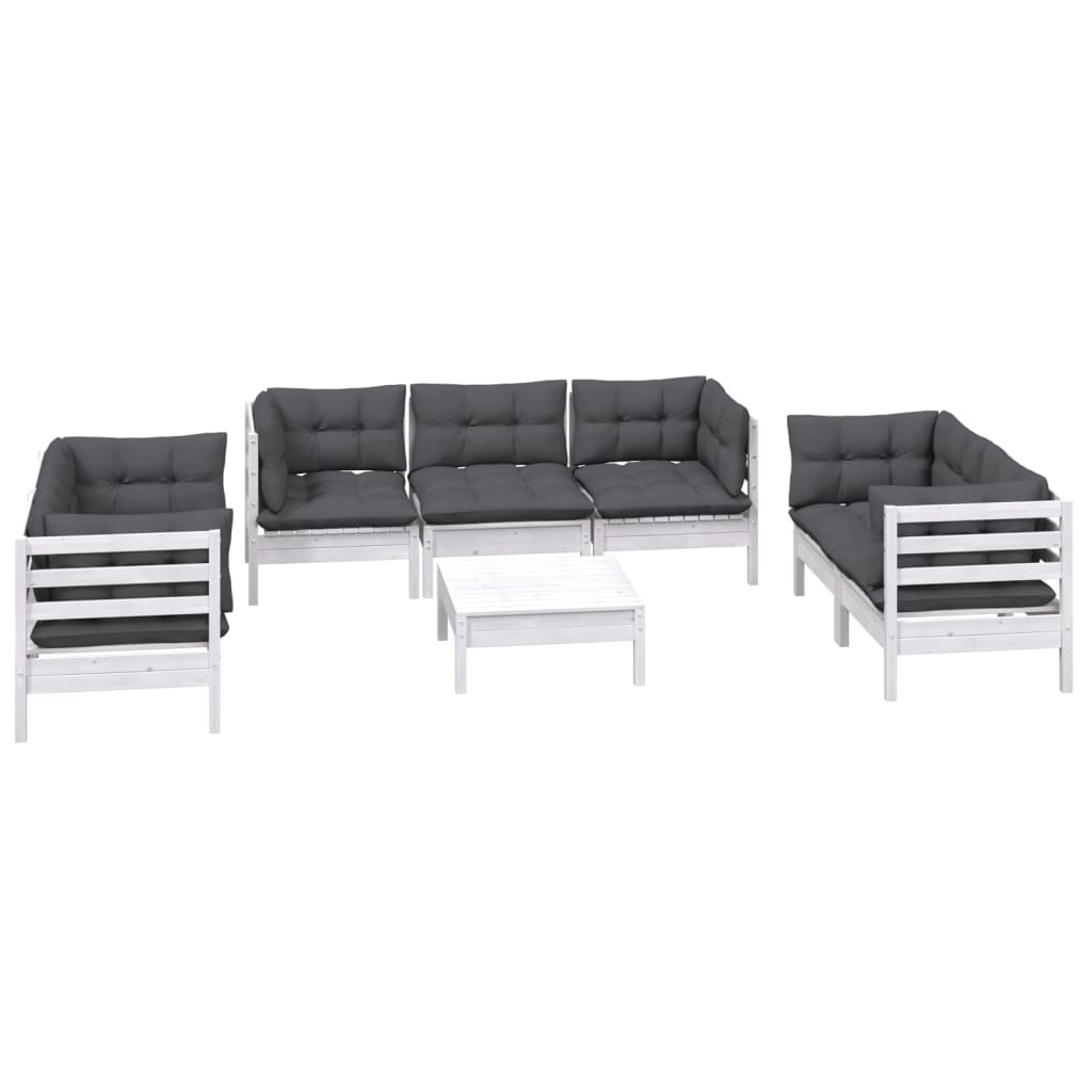 vidaXL 8-delige Loungeset met kussens massief grenenhout afbeelding