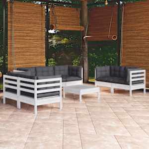 Vrtna sedežna garnitura 8-delna z blazinami trdna borovina