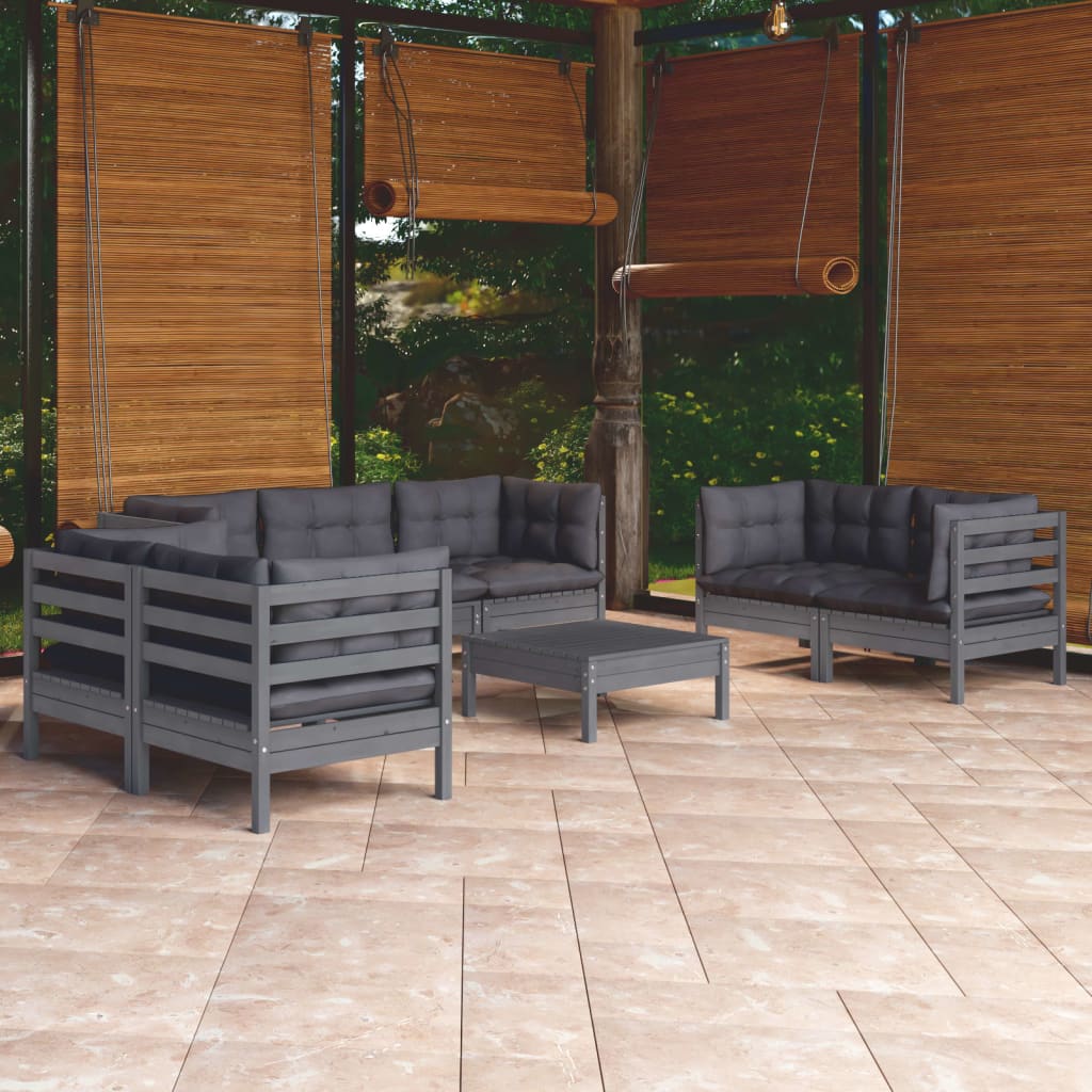 vida XL 8-tlg. Garten-Lounge-Set mit Kissen Kiefer Massivholz