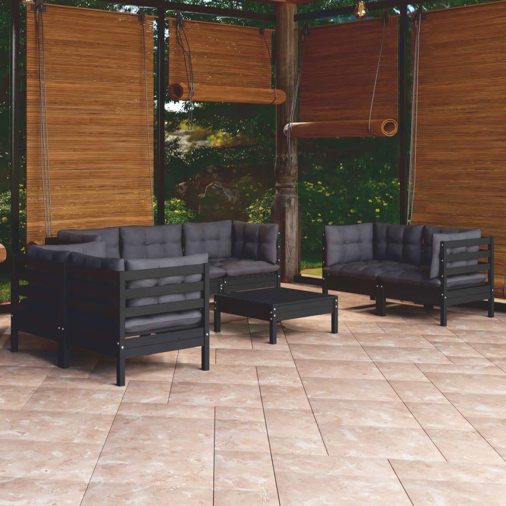 Salon de jardin 8 pcs avec coussins Bois de pin massif