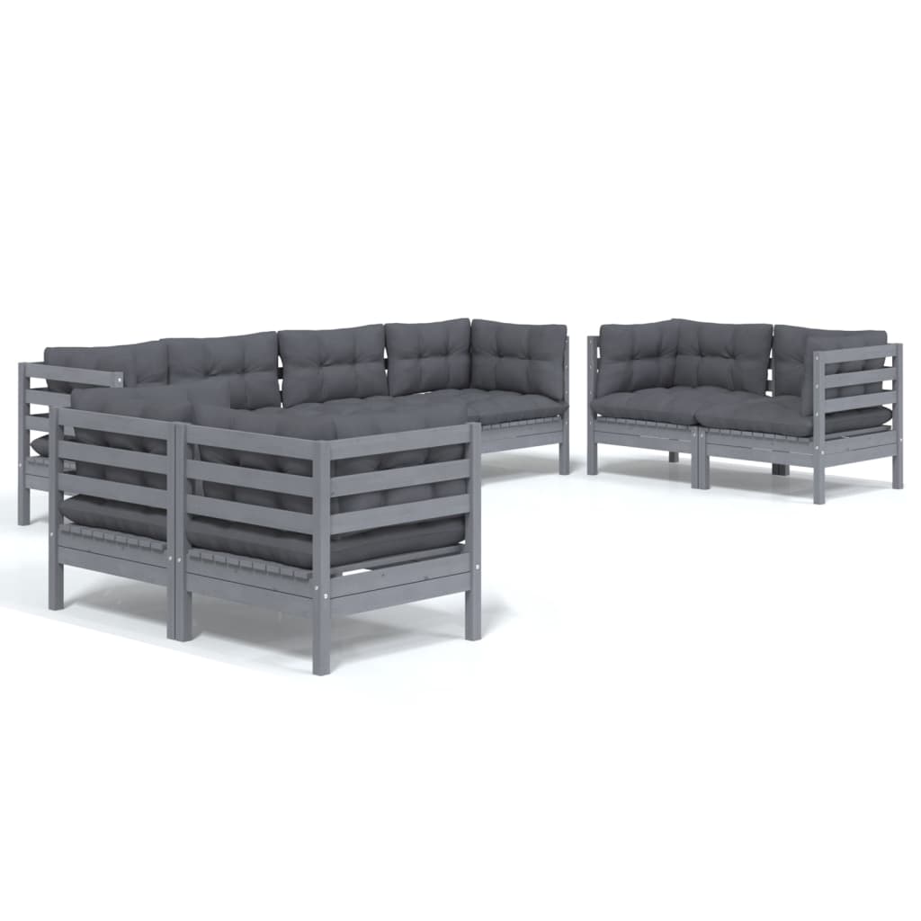 vidaXL 8-daļīgs dārza atpūtas mēbeļu komplekts ar matračiem, priede-image-3096270