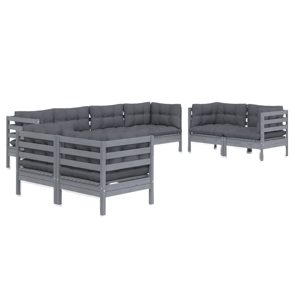 vidaXL 8-delige Loungeset met kussens massief grenenhout afbeelding