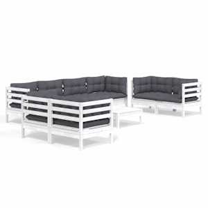 9dílná zahradní sedací souprava s poduškami masivní borovice - obrázek 2