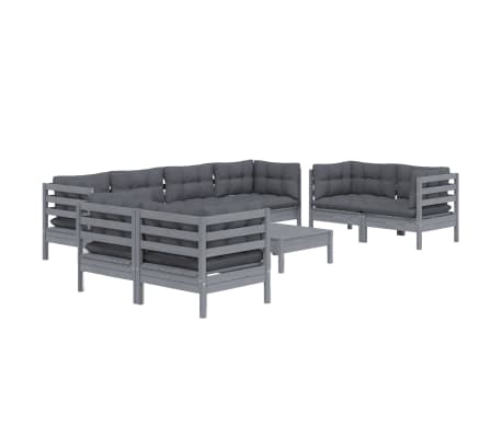 vidaXL 9-delige Loungeset met kussens massief grenenhout