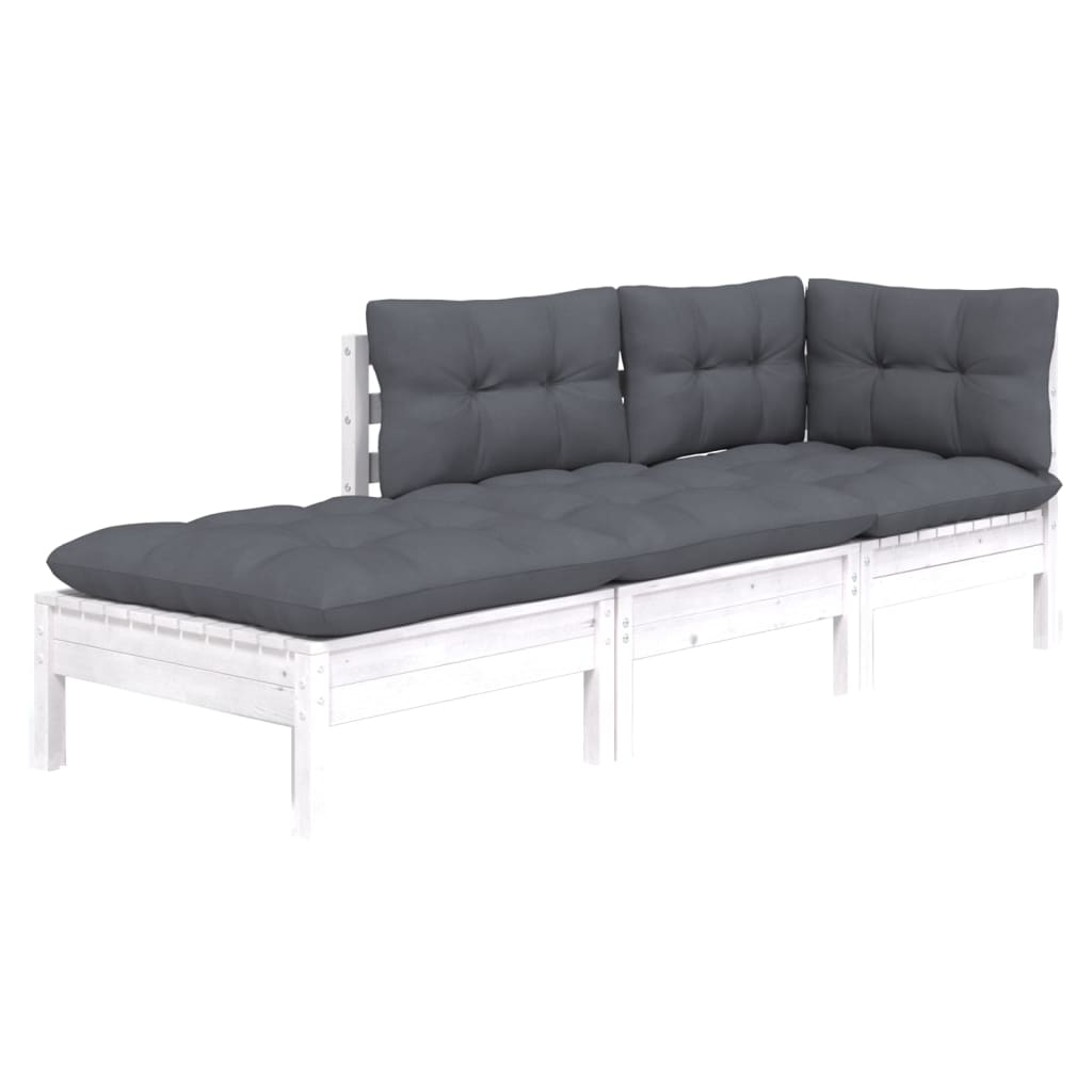 

vidaXL 3-delige Loungeset met kussens massief grenenhout