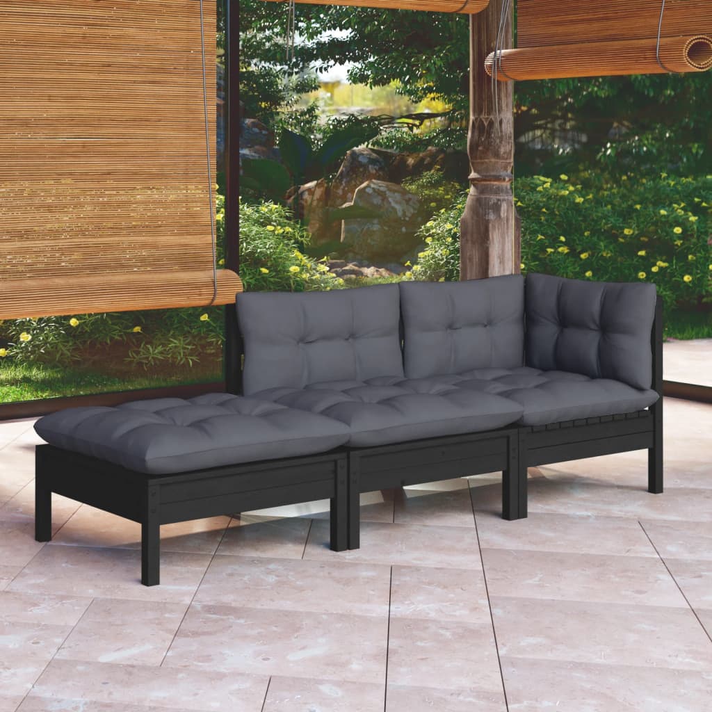 vidaXL 3-tlg. Garten-Lounge-Set mit Kissen Massivholz Kiefer