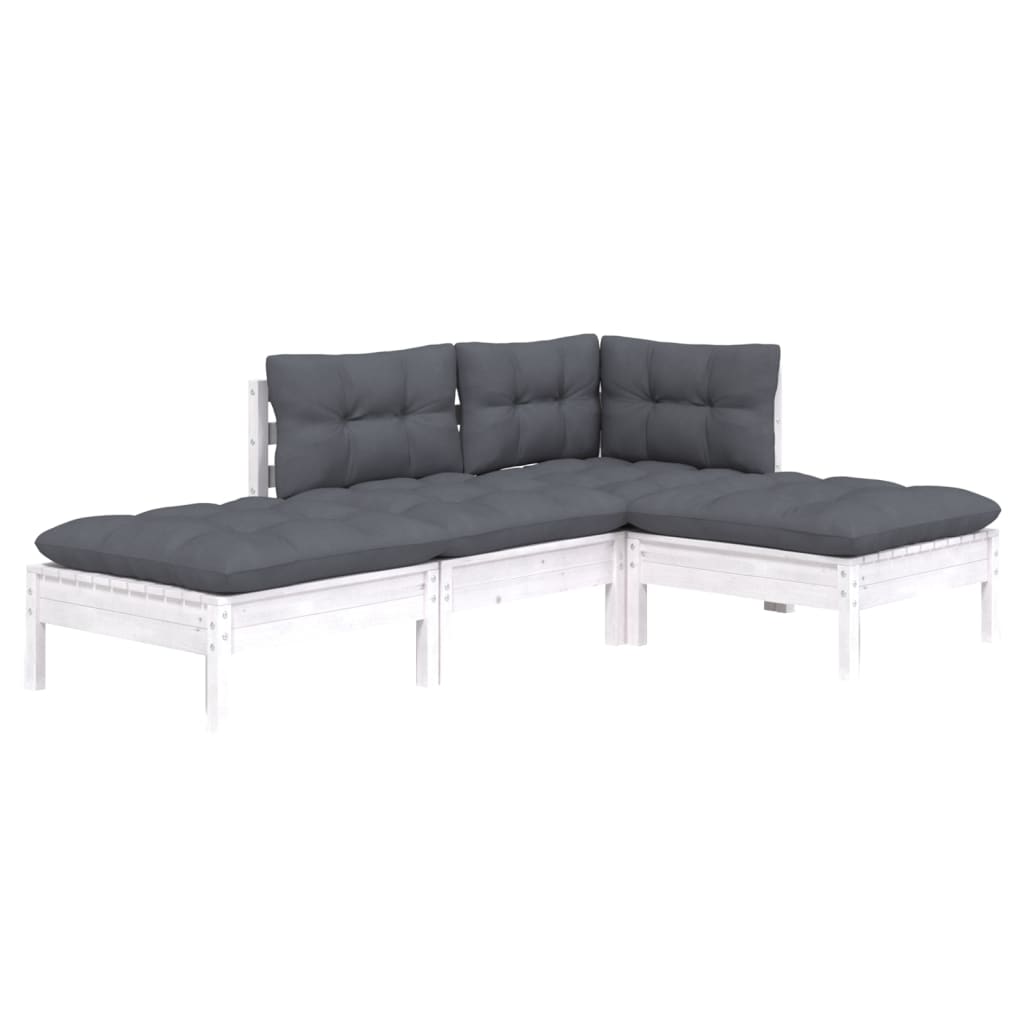 

vidaXL 4-delige Loungeset met kussens massief grenenhout