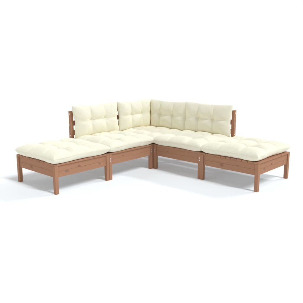 VidaXL 5-cz. Zestaw Wypoczynkowy Do Ogrodu Z Poduszkami, Miodowy Brąz -Building Materials Shop 8720286861721 a en hd 1