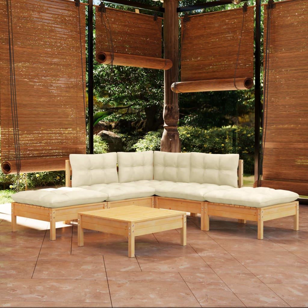 Zestaw wypoczynkowy ogrodowy - drewniany, kremowy, 63,5x63,5x62,5 cm