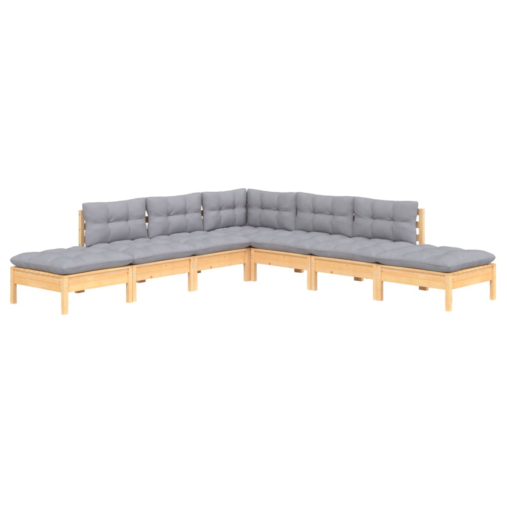 

vidaXL 7-delige Loungeset met grijze kussens grenenhout