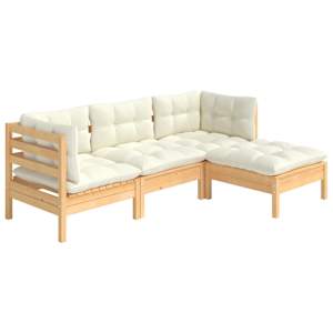 4dílná zahradní sedací souprava s krémovými poduškami borovice - obrázek 3