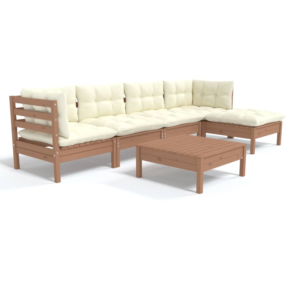 Thumbnail - vidaXL 6-tlg. Garten-Lounge-Set mit Kissen Honigbraun Kiefernholz