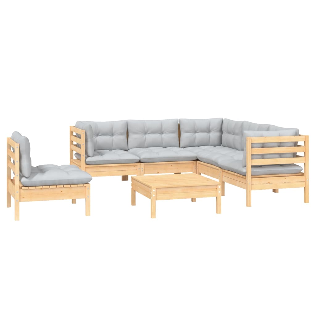

vidaXL 6-delige Loungeset met grijze kussens grenenhout