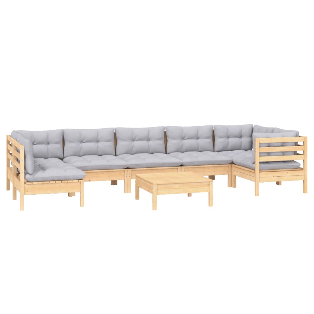 

vidaXL 8-delige Loungeset met grijze kussens grenenhout