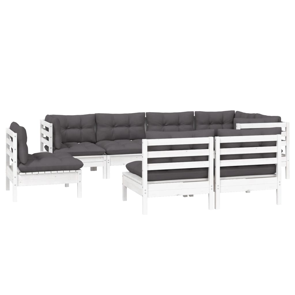 Thumbnail - vidaXL 8-tlg. Garten-Lounge-Set mit Kissen Weiß Kiefer Massivholz