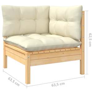 10dílná zahradní souprava krémové podušky masivní borovice - obrázek 7
