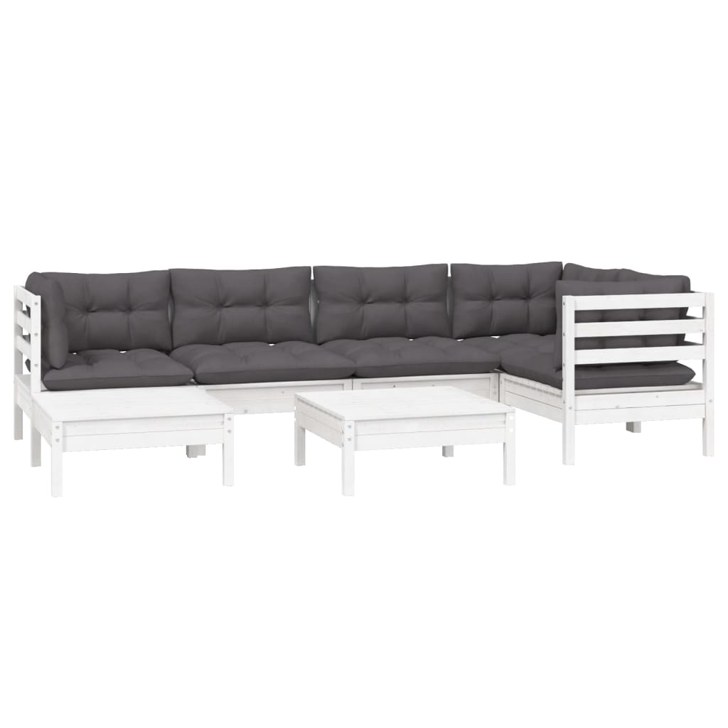 

vidaXL 7-delige Loungeset met kussens massief grenenhout wit