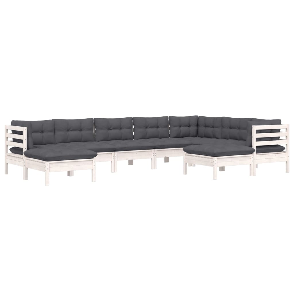 

vidaXL 9-delige Loungeset met kussens massief grenenhout wit