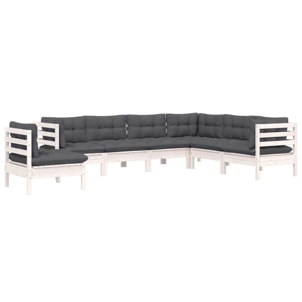 Thumbnail - vidaXL 7-tlg. Garten-Lounge-Set mit Kissen Weiß Kiefer Massivholz