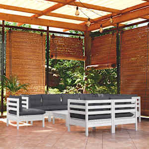10dílná zahradní souprava s poduškami masivní borovice - obrázek 1