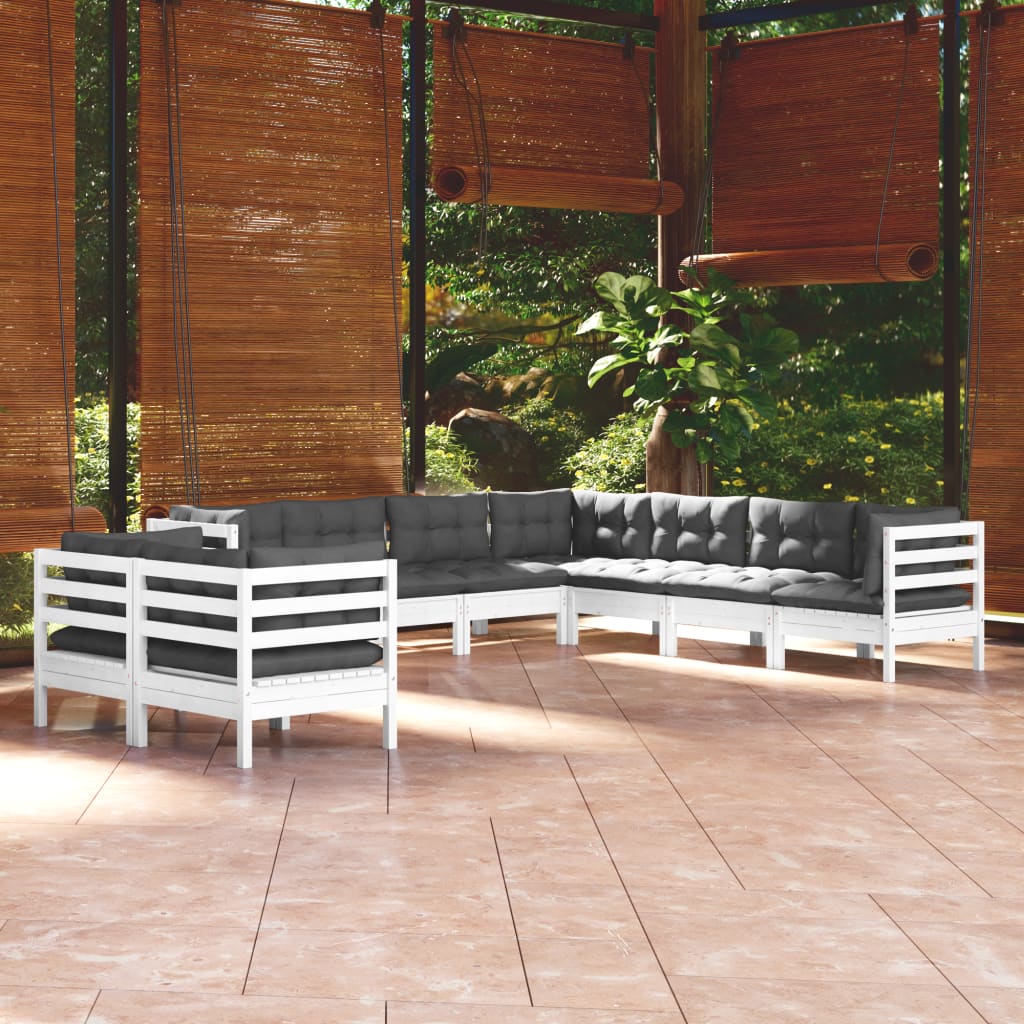 Zestaw wypoczynkowy ogrodowy łączony z modułami, biały, 63,5x63,5x62,5 cm, lite drewno sosnowe