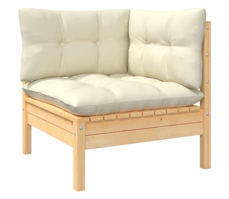 vidaXL 13 Piece Garden Lounge Set with Cream Cushions Solid Pinewood