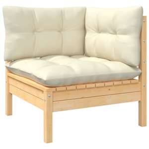 vidaXL 13 Piece Garden Lounge Set with Cream Cushions Solid Pinewood