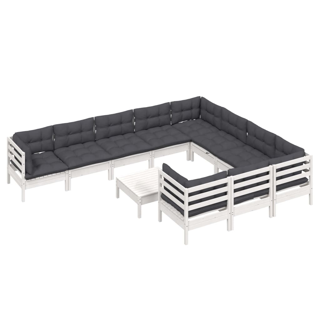 

vidaXL 11-delige Loungeset met kussens grenenhout wit