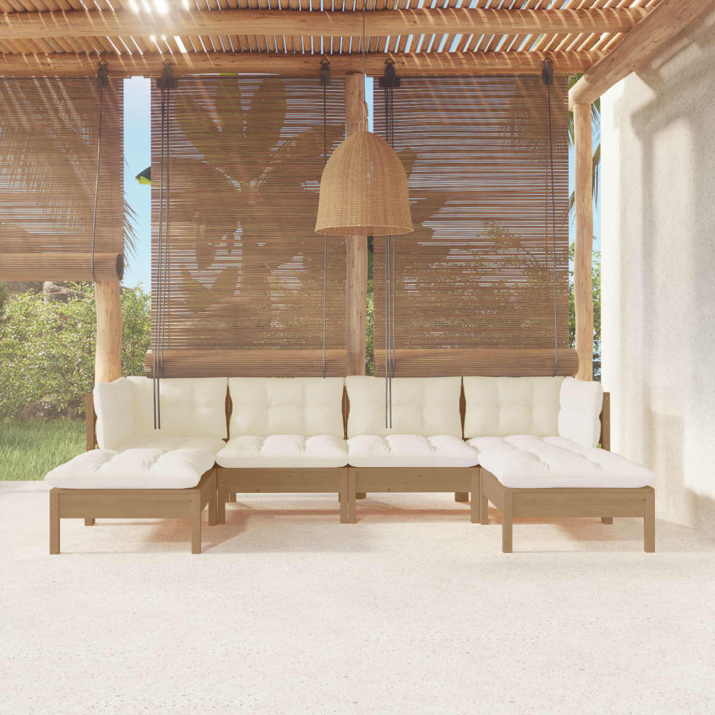 vidaXL 6-tlg. Garten-Lounge-Set mit Kissen Honigbraun Kiefernholz