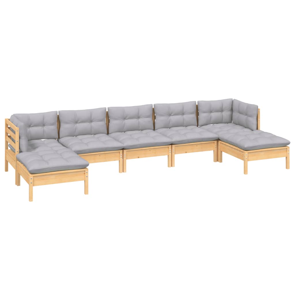 

vidaXL 7-delige Loungeset met grijze kussens grenenhout