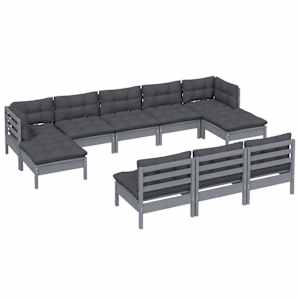 vidaXL 10d&iacute;ln&aacute; zahradn&iacute; sedac&iacute; souprava s podu&scaron;kami &scaron;ed&aacute; borovice