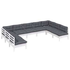 9dílná zahradní sedací souprava podušky bílá masivní borovice - obrázek 3