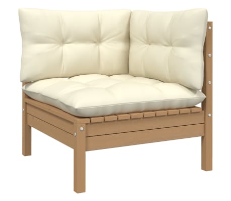 vidaXL Sodo komplektas su pagalvėlėmis, 13 dalių, medaus rudas, pu&scaron;is