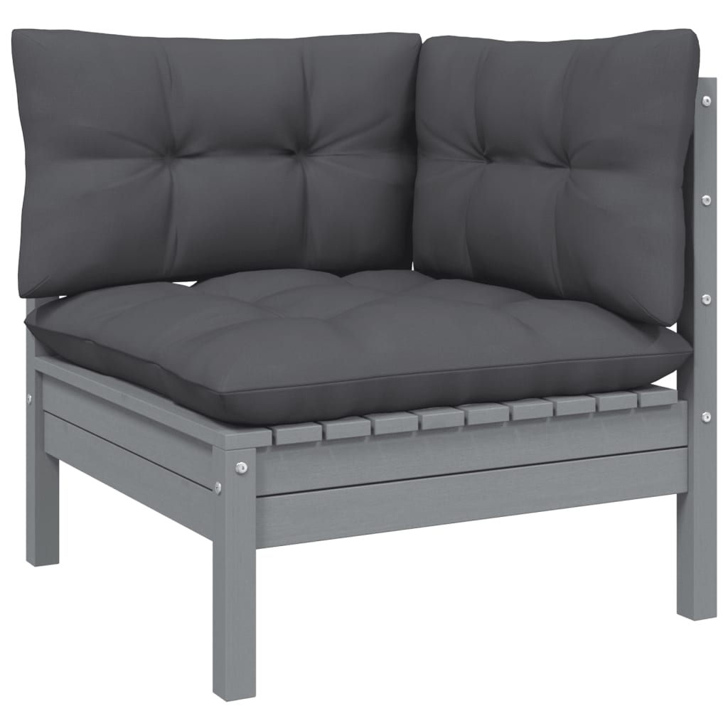 

vidaXL 13-delige Loungeset met kussens massief grenenhout grijs