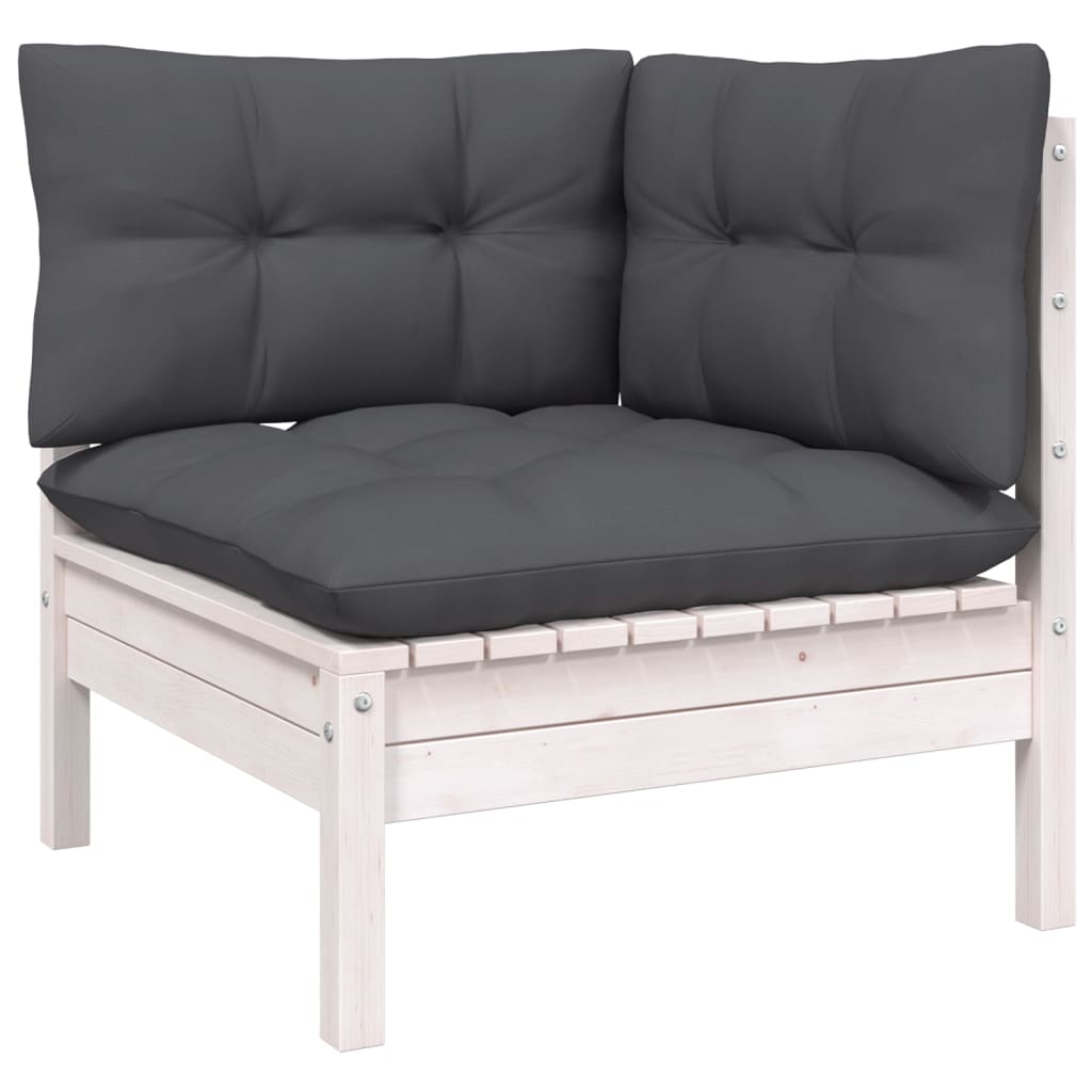 

vidaXL 11-delige Loungeset met kussens massief grenenhout wit