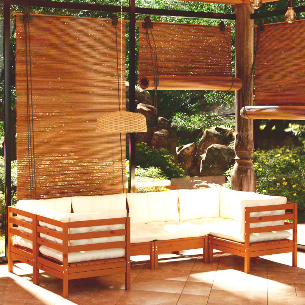 6dílná zahradní sedací souprava podušky medově hnědá borovice