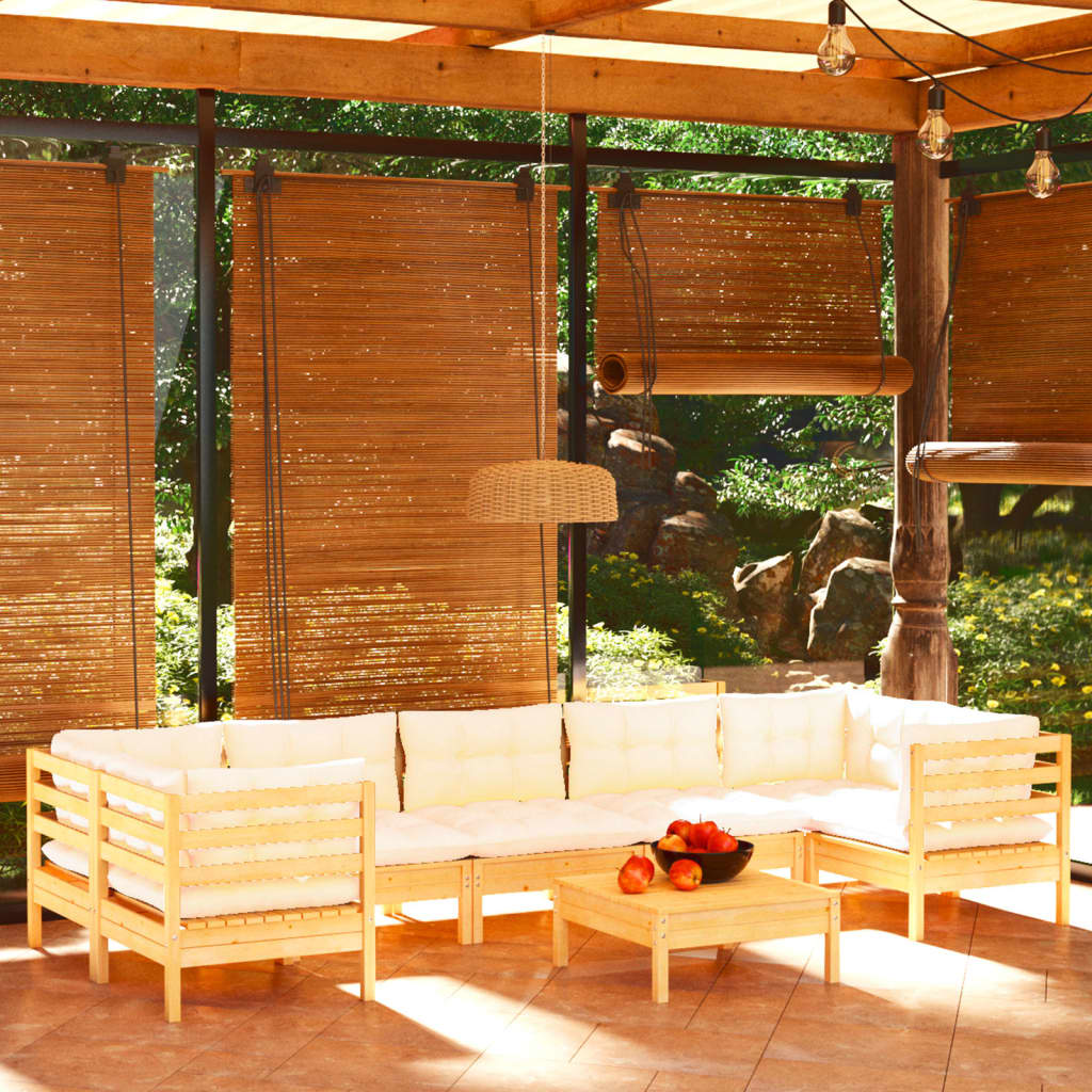 Drewniany zestaw wypoczynkowy do ogrodu (63,5x63,5x62,5 cm) - kremowy