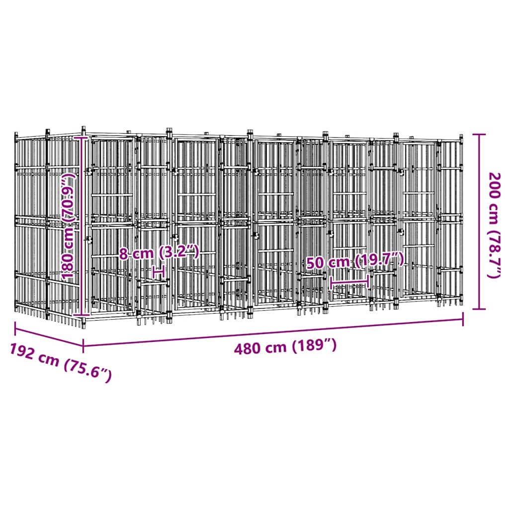 Zunanji pasji boks jeklo 9,22 m² - slika 11