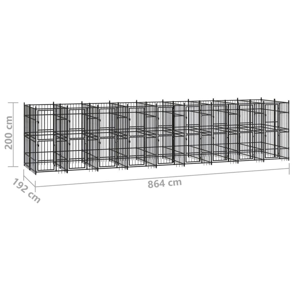 Venkovní psí kotec ocel 16,59 m²