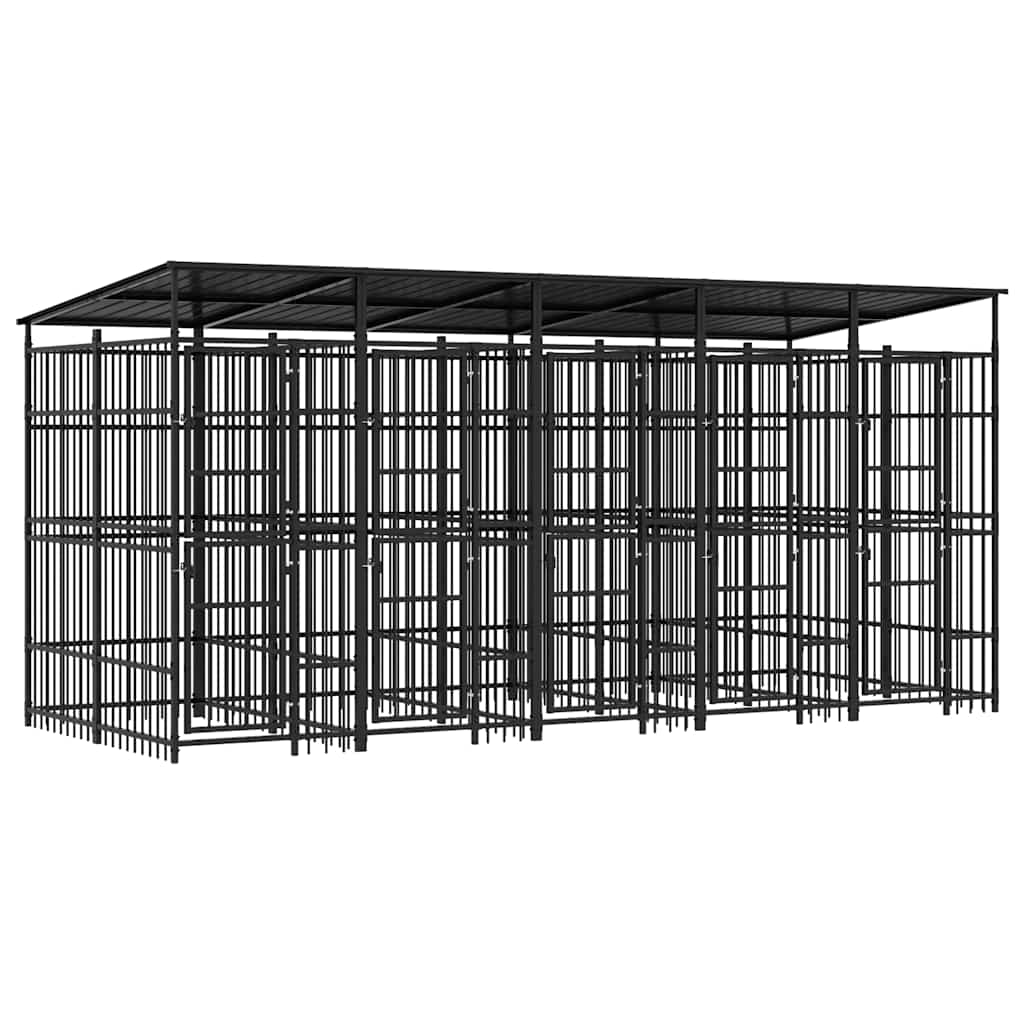 vidaXL Venkovní psí kotec se střechou ocel 9,22 m²