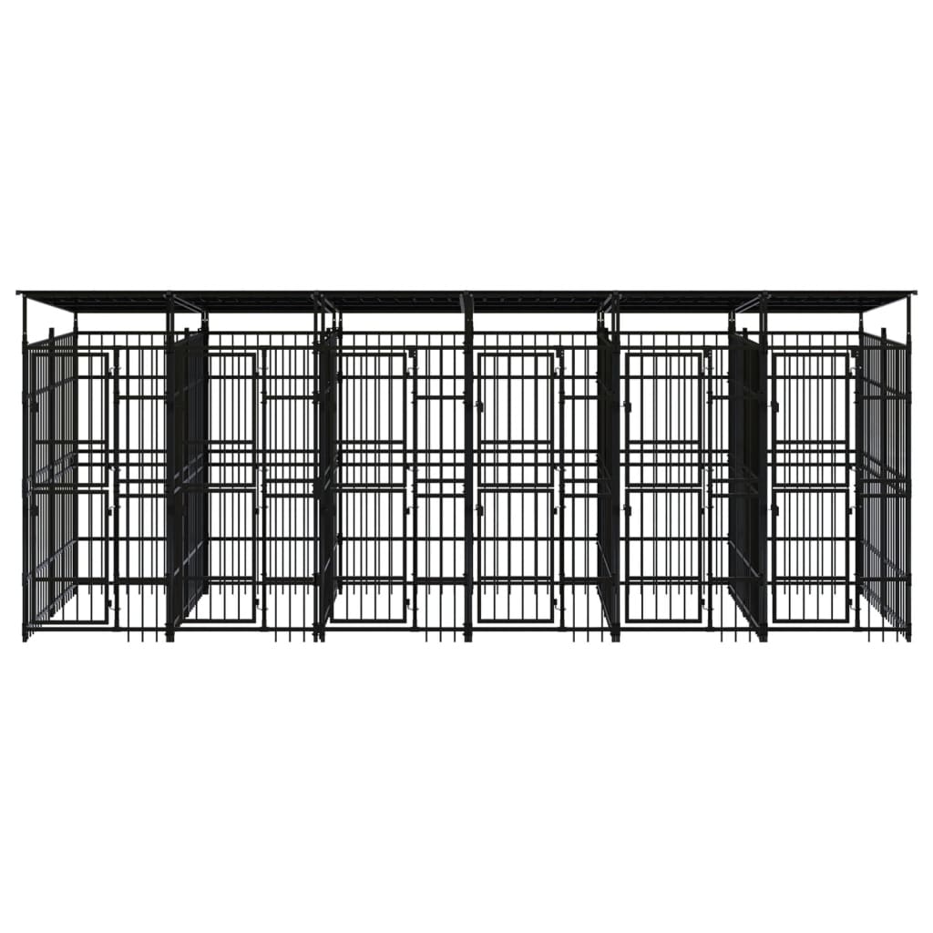 

vidaXL Hondenkennel met dak 11,06 m² staal