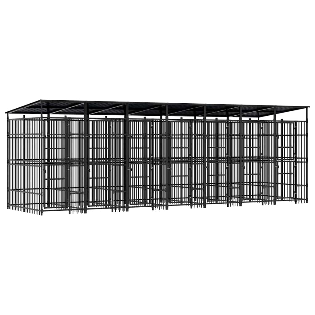 vidaXL Venkovní psí kotec se střechou ocel 12,9 m²