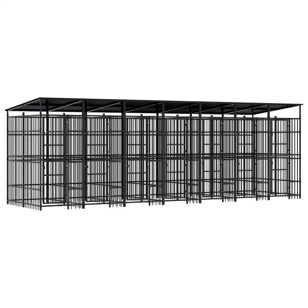 vidaXL VenkovnĂ­ psĂ­ kotec se stĹ™echou ocel 12,9 mÂ˛