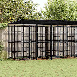 Zunanji pasji boks s streho jeklo 12,9 m²