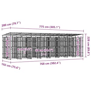 Venkovní psí kotec se střechou ocel 14,75 m² - obrázek 11