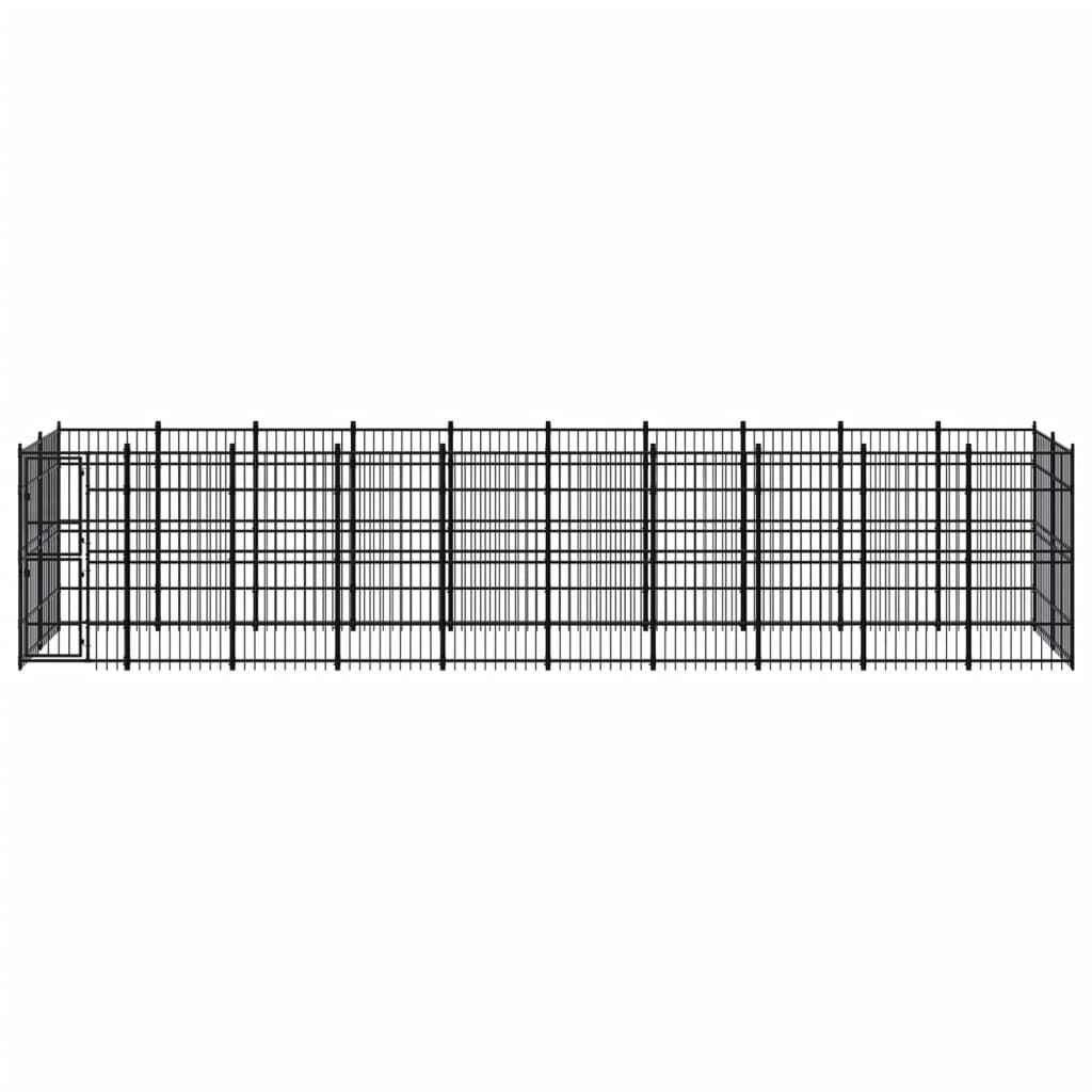 Chenil d'extérieur en acier noir pour chien - Panneaux à barreaux - 960 x 192 x 200 cm - 18 m²