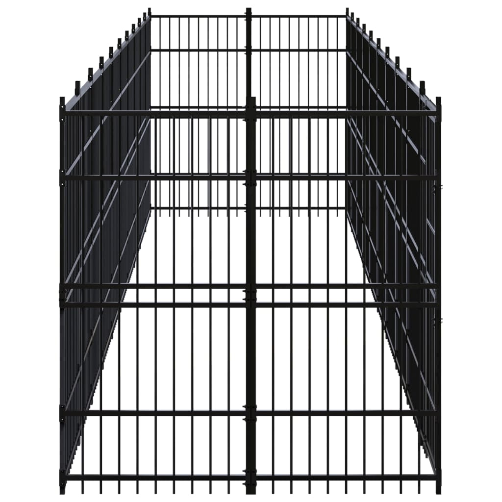 Chenil d'extérieur en acier noir pour chien - Panneaux à barreaux - 960 x 192 x 200 cm - 18 m²
