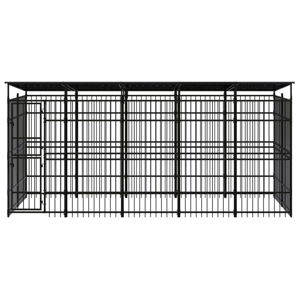 

vidaXL Hondenkennel met dak 9,22 m² staal
